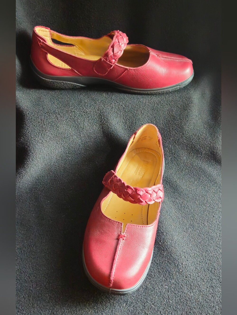 hotter Comfort Concept Dark Red Braided Strap Mary Jane Flats - Size 8.5